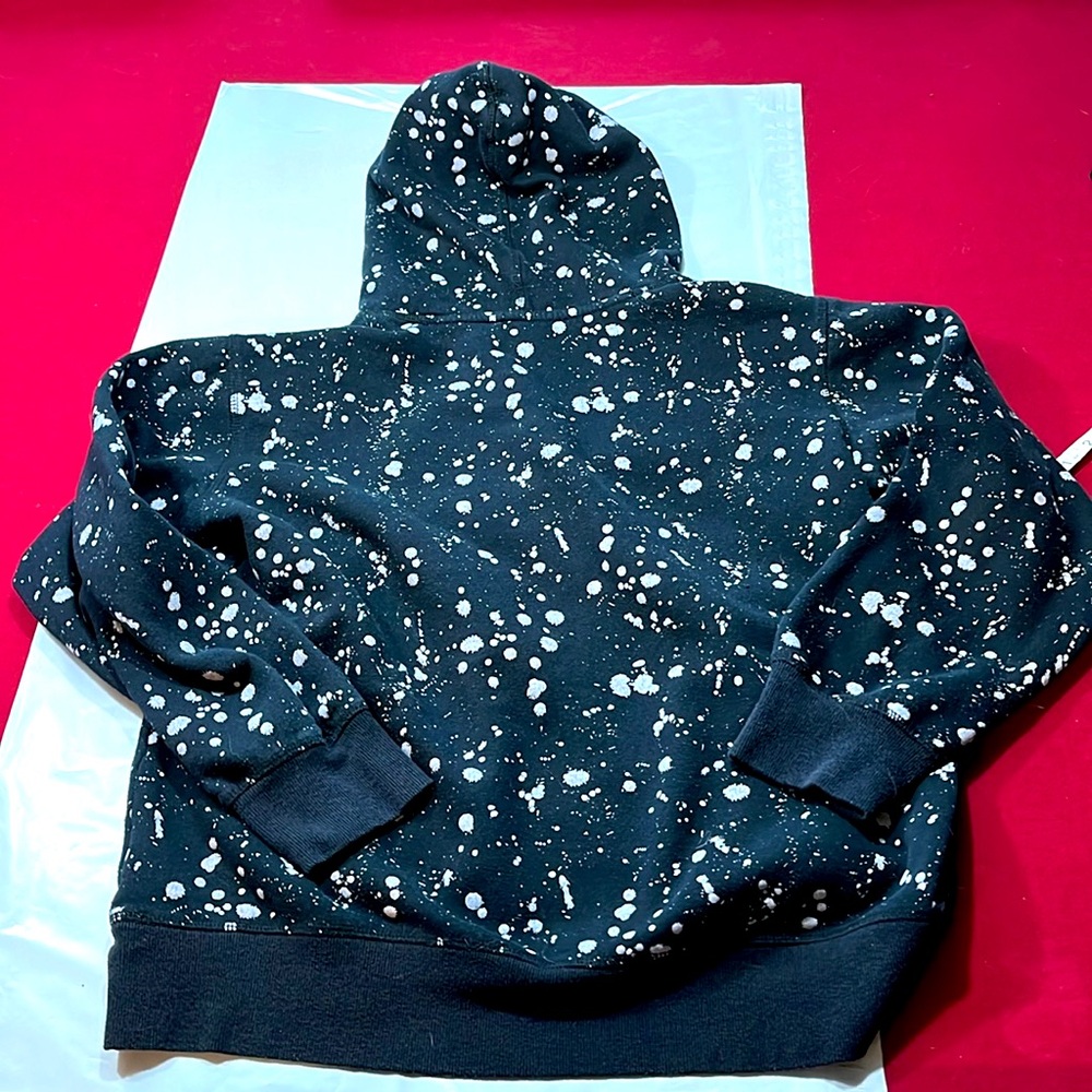 Hollywood hoodie BLACK gray splatter street art punk edgy rock sweatshirt men M